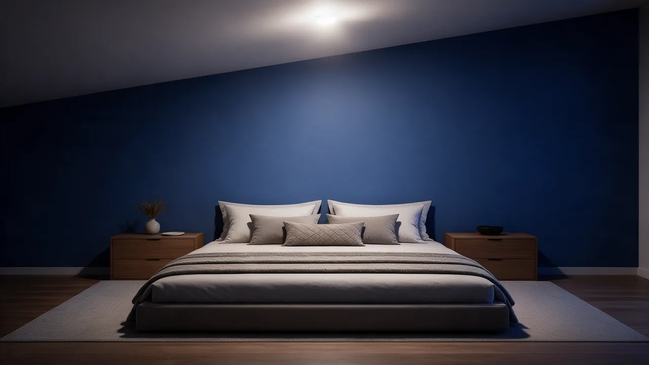 Chambre, avant : Un point au plafond, commandé depuis la porte.